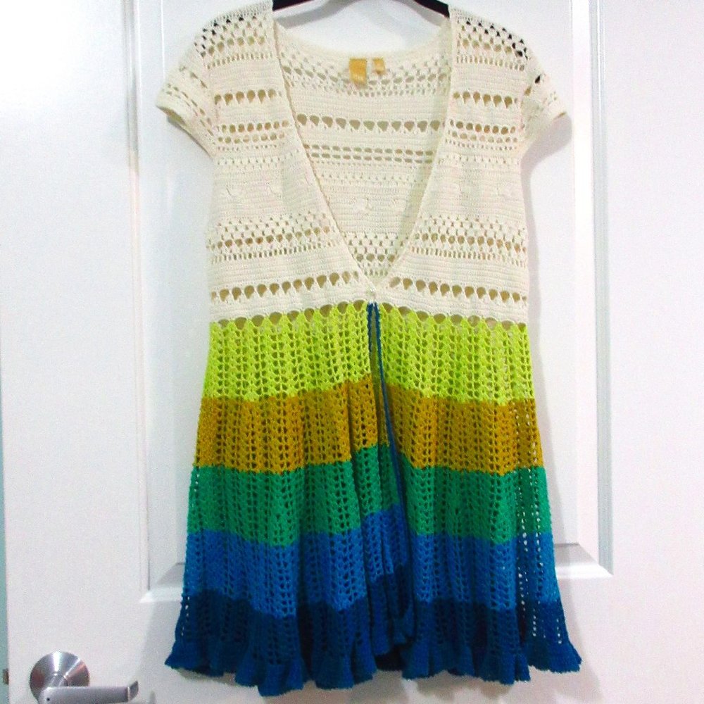 Itsu crochet ombre vest tunic sz M